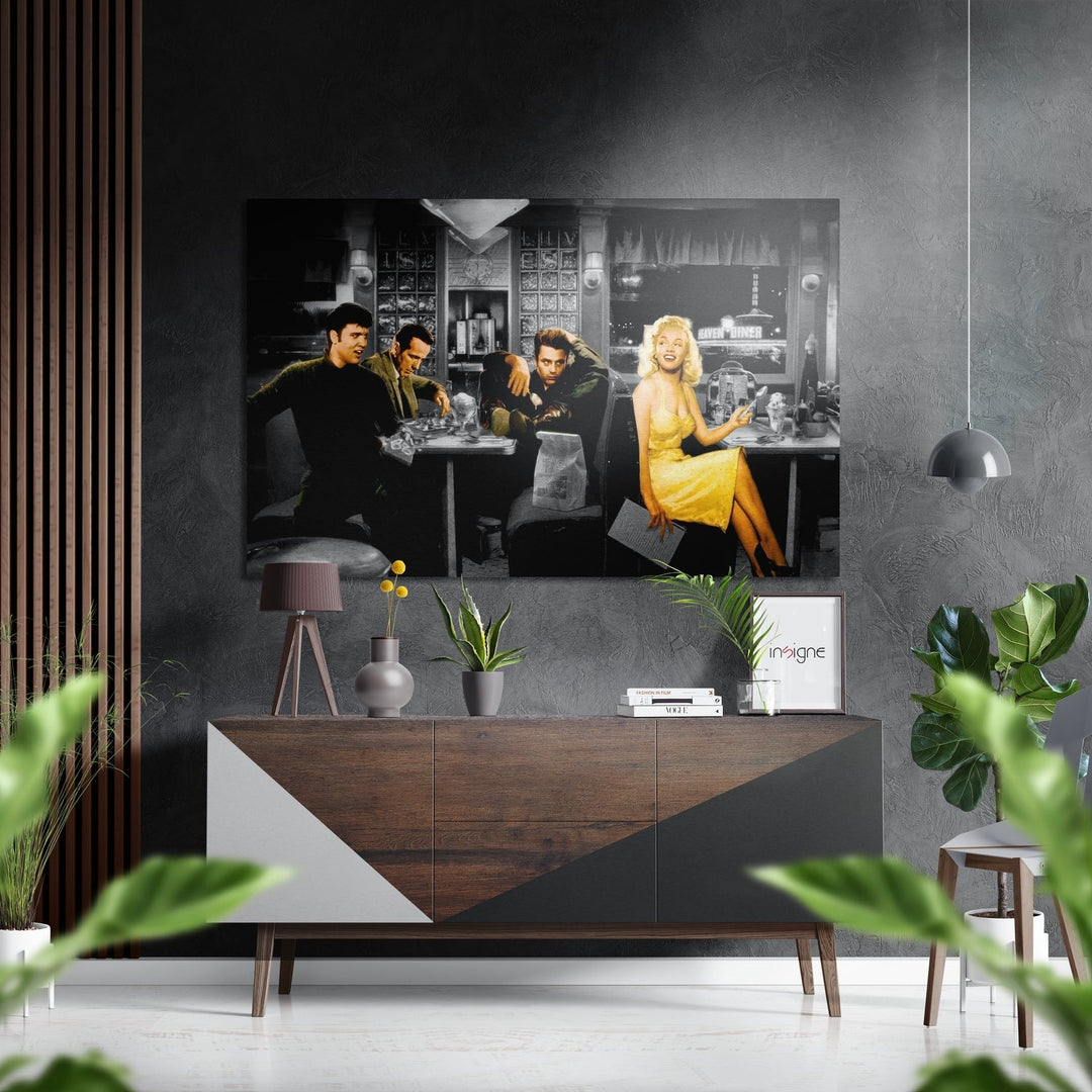 Marilyn, Elvis, Humphrey, James Brushed Aluminium Dibond Wall Art.