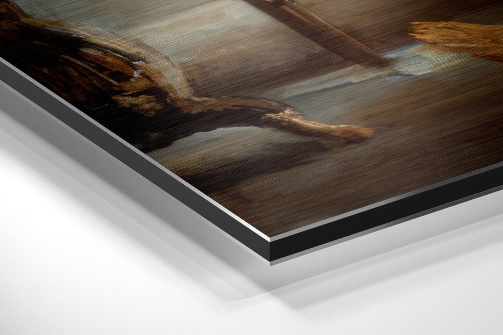 The Portrait of Happiness Brushed Aluminium Dibond Wall Art.
