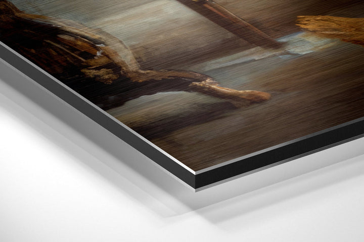 The Portrait of Happiness Brushed Aluminium Dibond Wall Art.