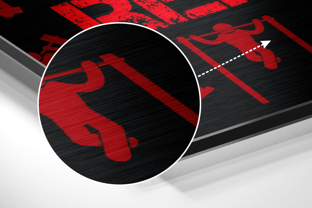 Eat, Lift, Sleep Brushed Aluminium Dibond Wall Art.