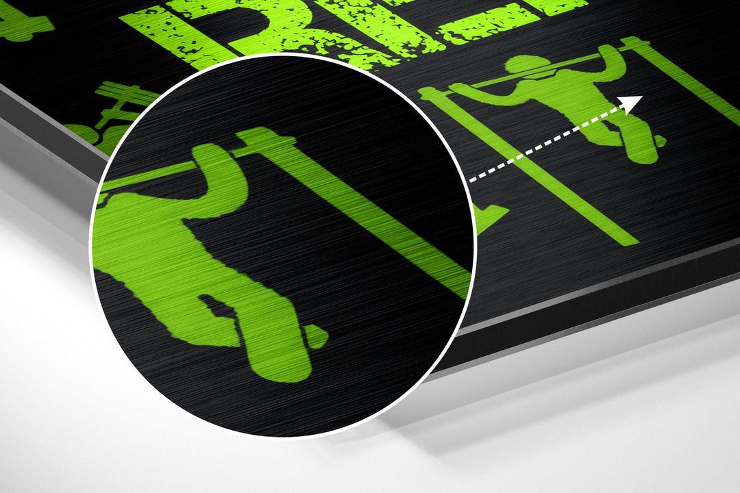 Eat, Lift, Sleep Brushed Aluminium Dibond Wall Art.