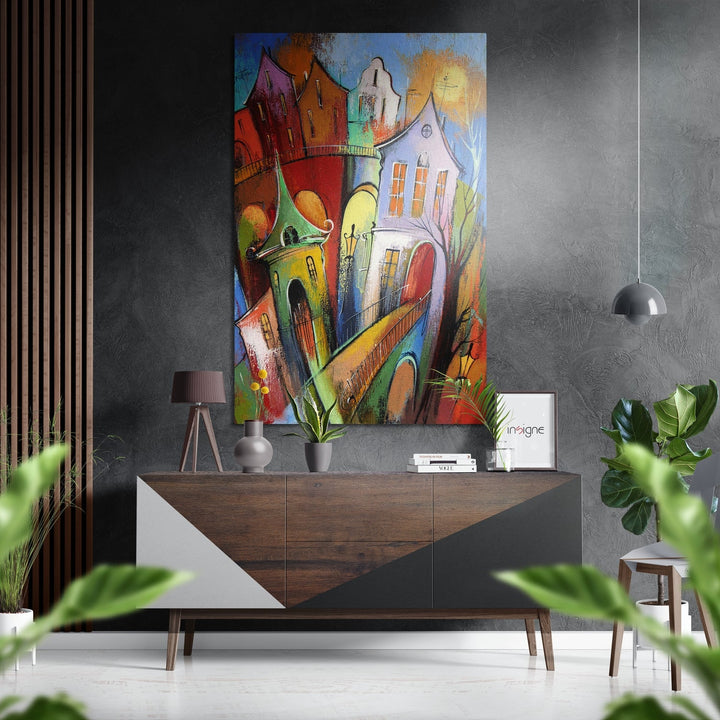 City of Colors Brushed Aluminium Dibond Wall Art.