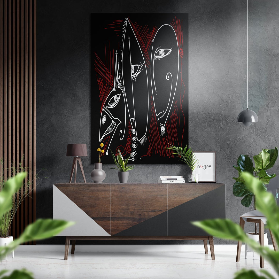 Abstract Faces Brushed Aluminium Dibond Wall Art.