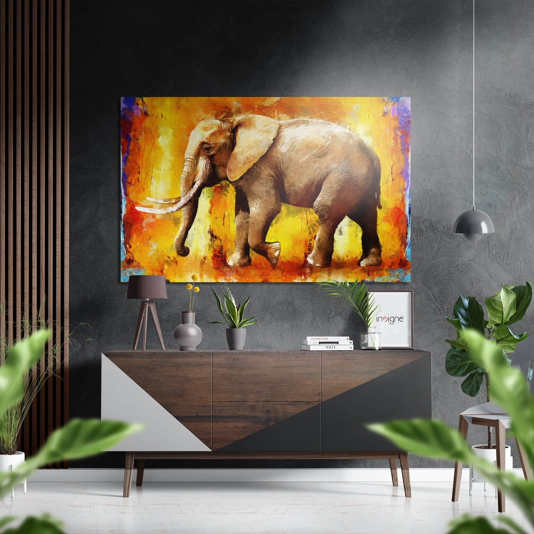 Elephant Brushed Aluminium Dibond Wall Art.