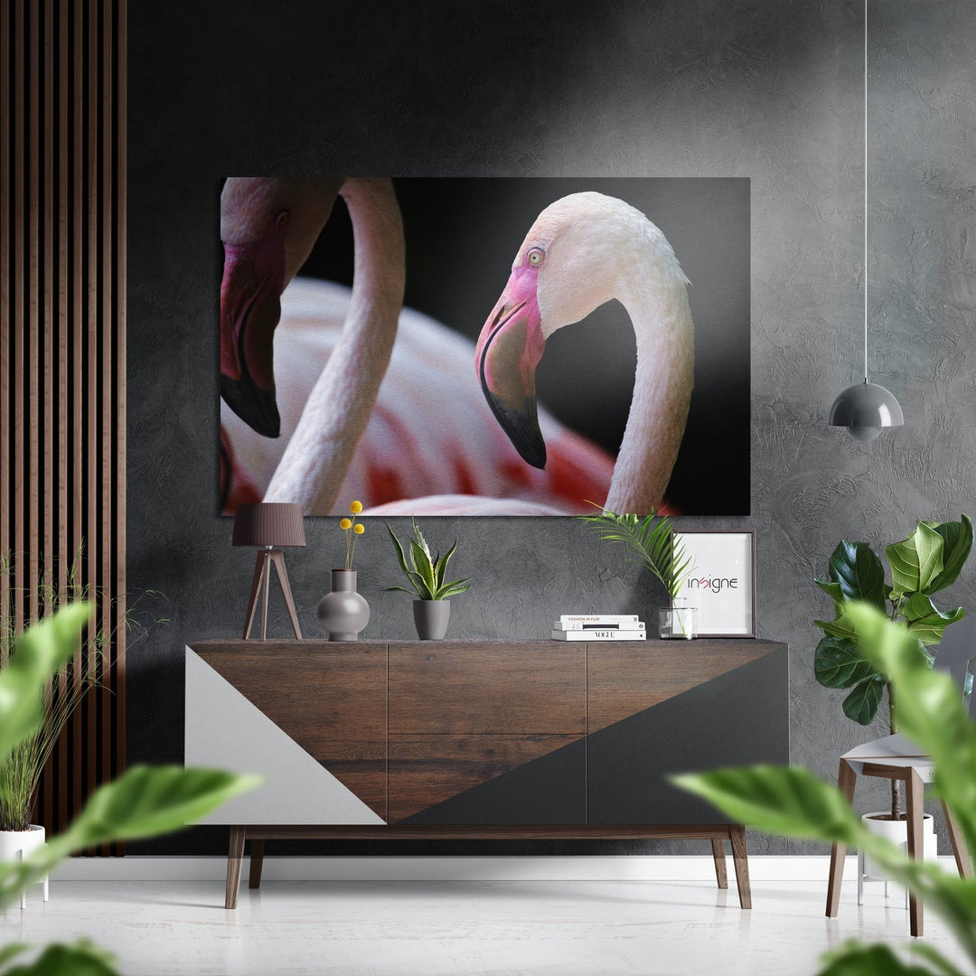 Flamingos Brushed Aluminium Dibond Wall Art.