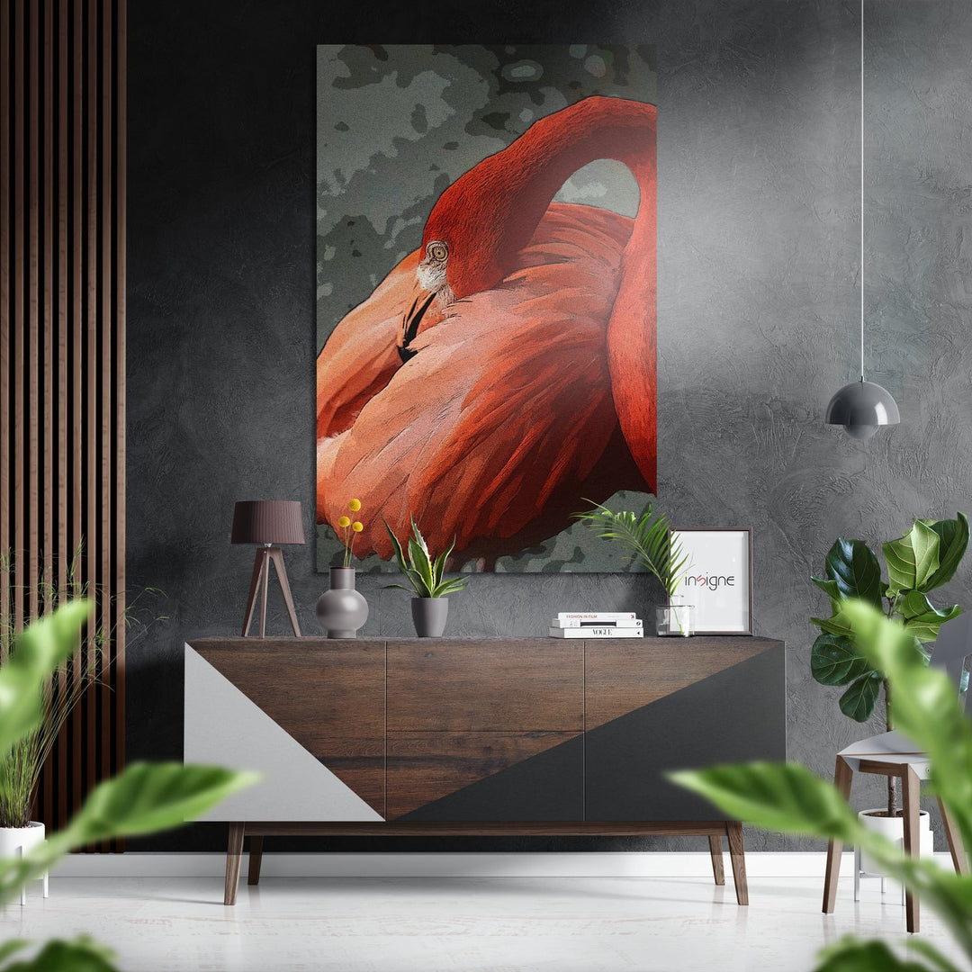 Flamingo Brushed Aluminium Dibond Wall Art.