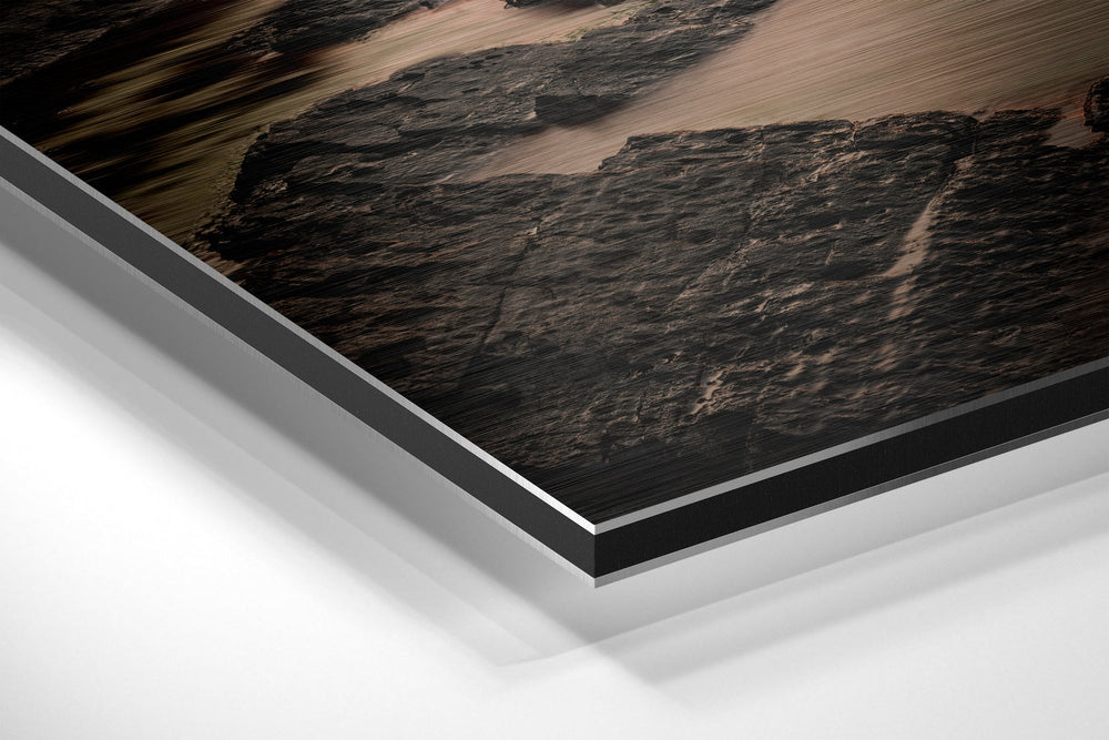 Sunset and Mountains Brushed Aluminium Dibond Wall Art.
