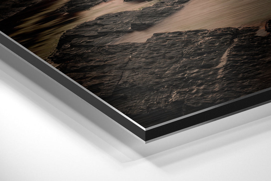 Sunset and Mountains Brushed Aluminium Dibond Wall Art.