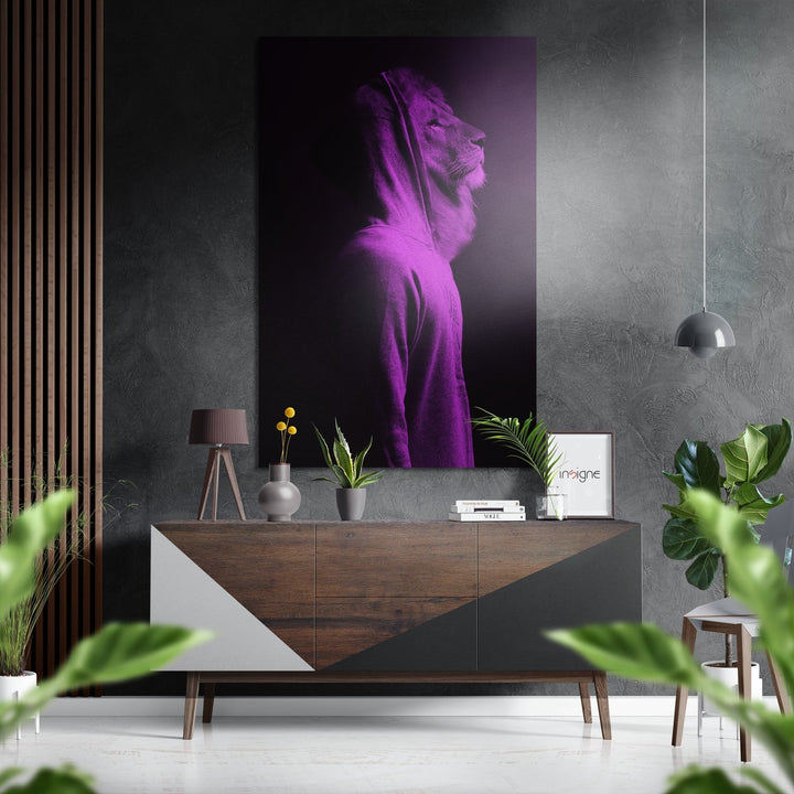 Lion Man Brushed Aluminium Dibond Wall Art.