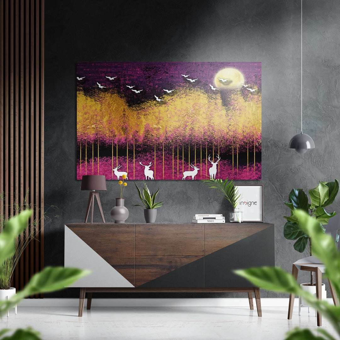 Deers of Dreams Brushed Aluminium Dibond Wall Art.