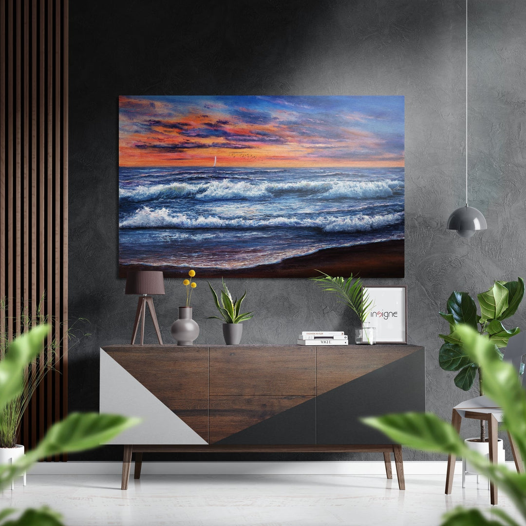 Waves Brushed Aluminium Dibond Wall Art.