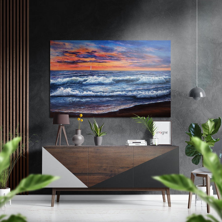 Waves Brushed Aluminium Dibond Wall Art.