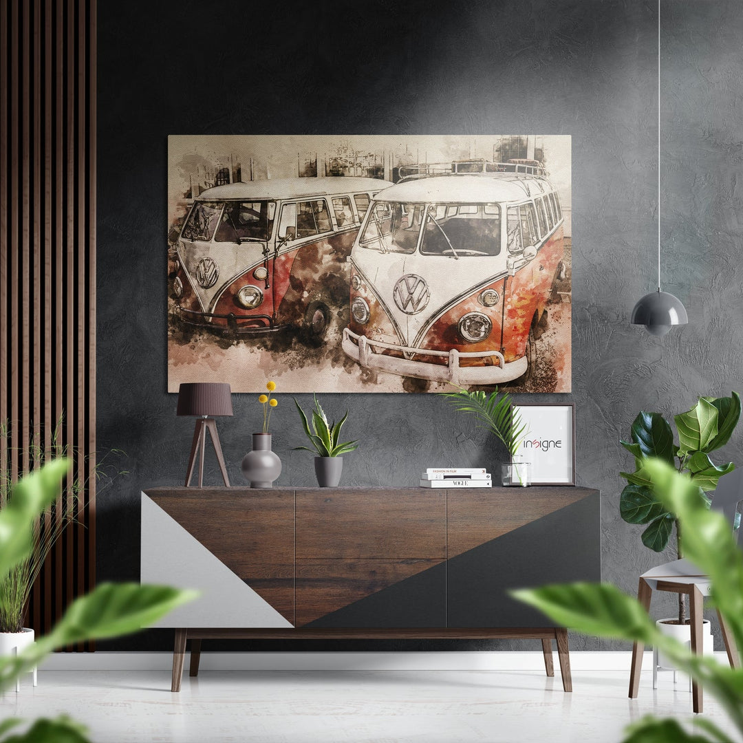 VW Bus Brushed Aluminium Dibond Wall Art.