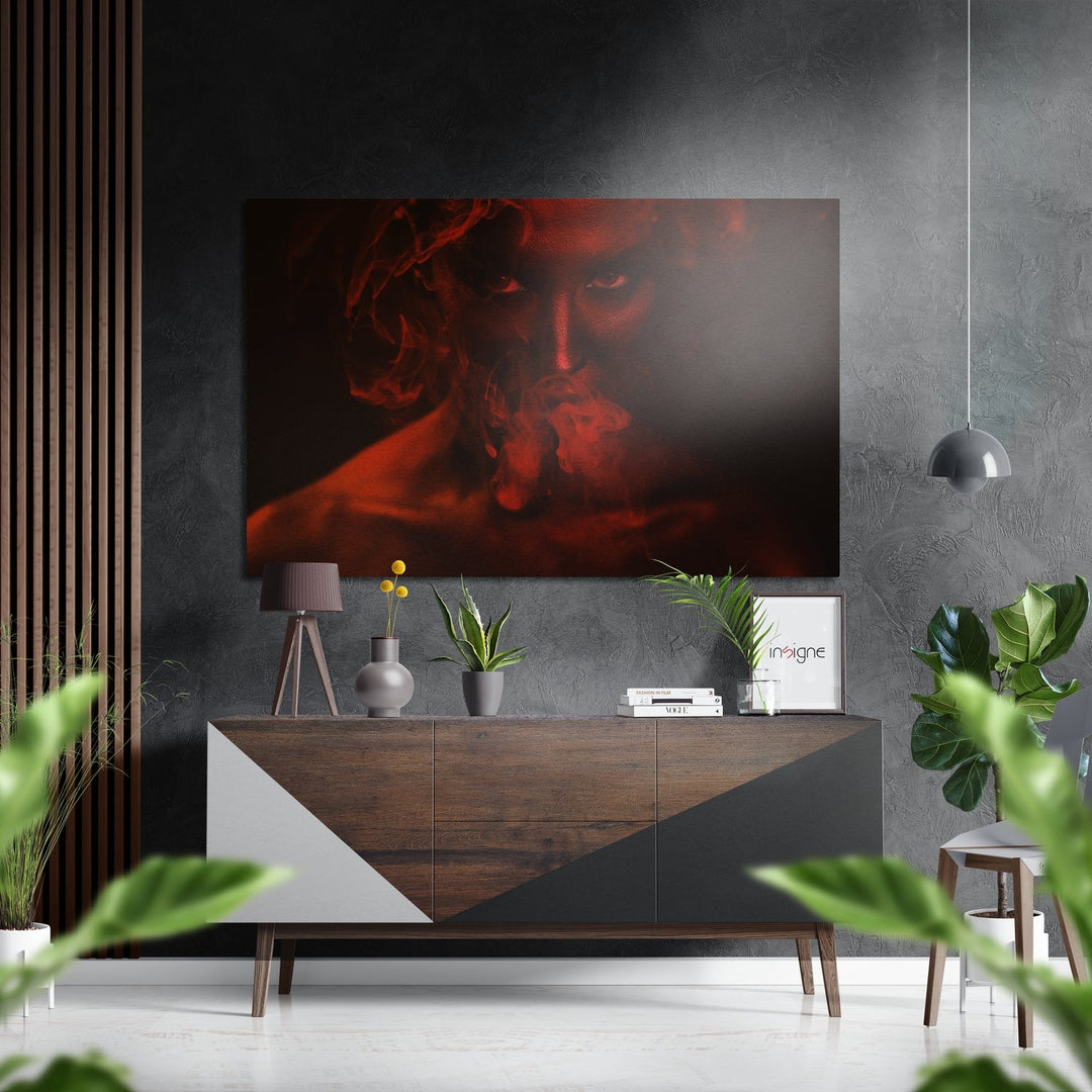 Red Smoke Brushed Aluminium Dibond Wall Art.
