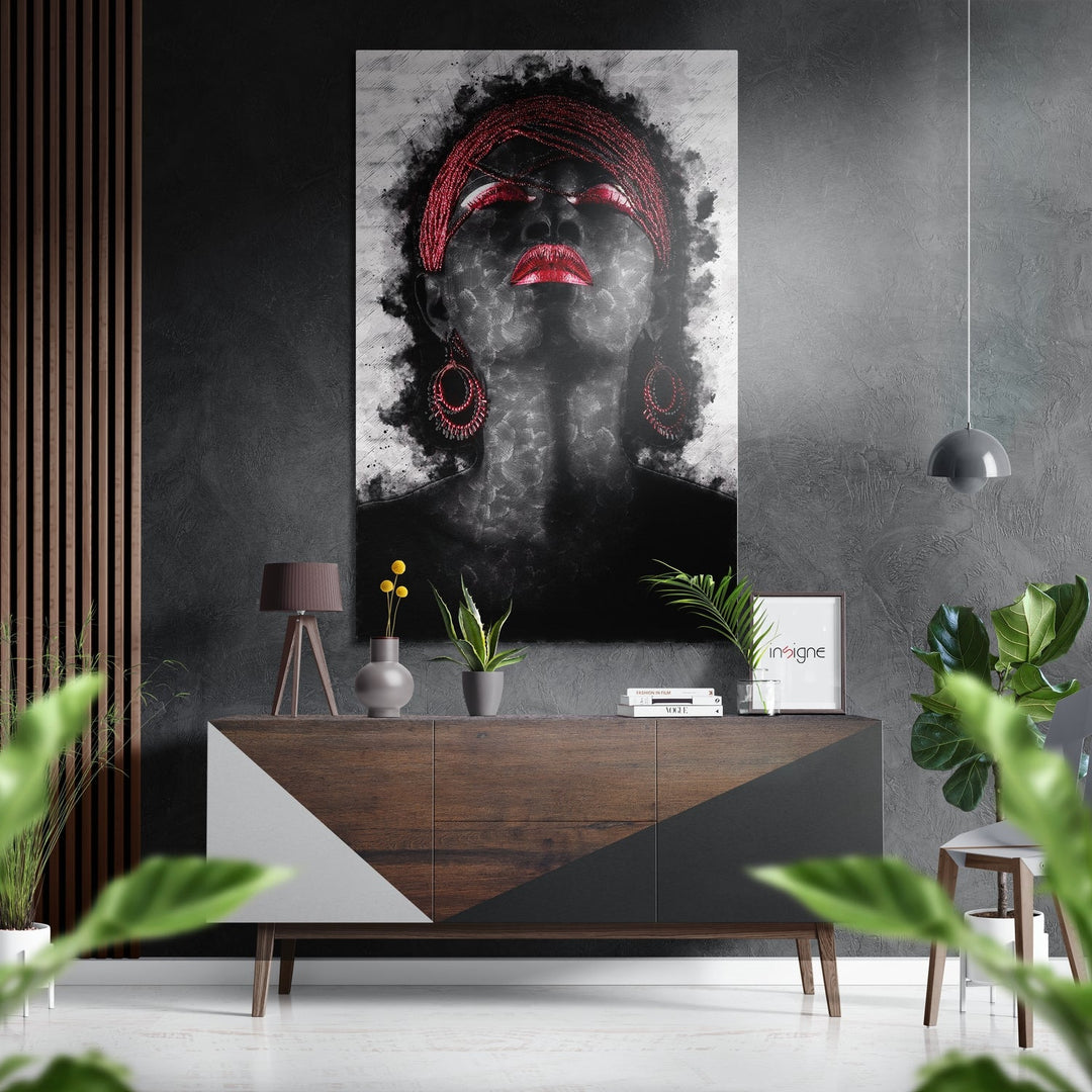 Feel the Red Brushed Aluminium Dibond Wall Art.