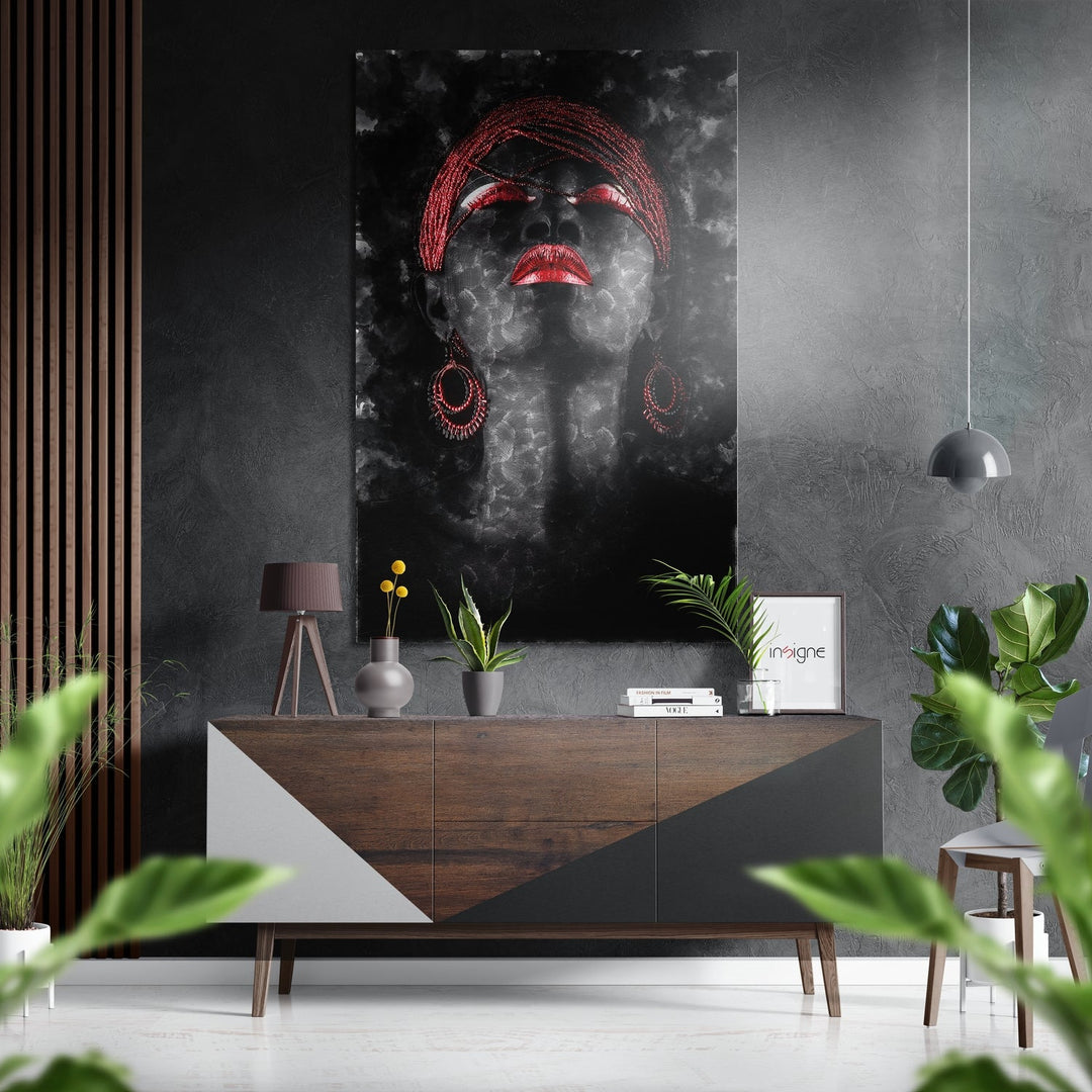 Feel the Red Brushed Aluminium Dibond Wall Art.