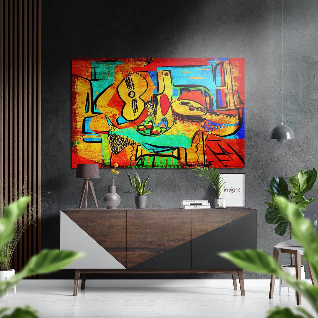 Picasso Style Brushed Aluminium Dibond Wall Art.