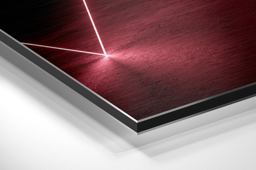 Red Lines Brushed Aluminium Dibond Wall Art.