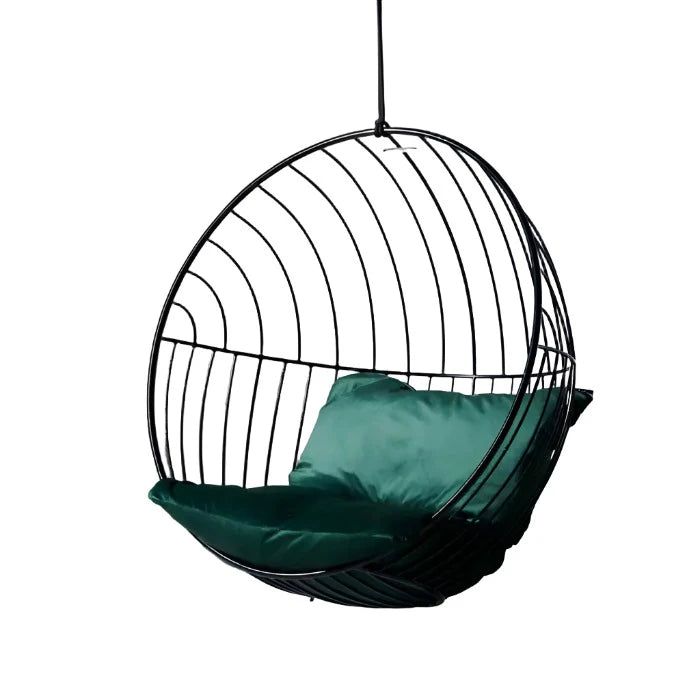 Studio Stirling Bubble hanging chair with green cushions