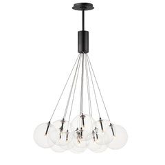 Burst 12-Light LED Pendant by ET2 Lighting in Black, front view