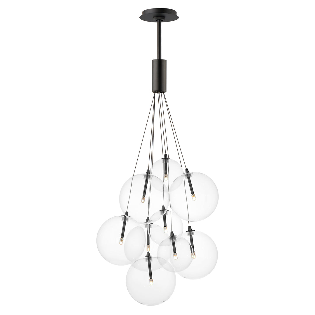 Burst 9-Light LED Pendant by ET2 Lighting in Black, front view