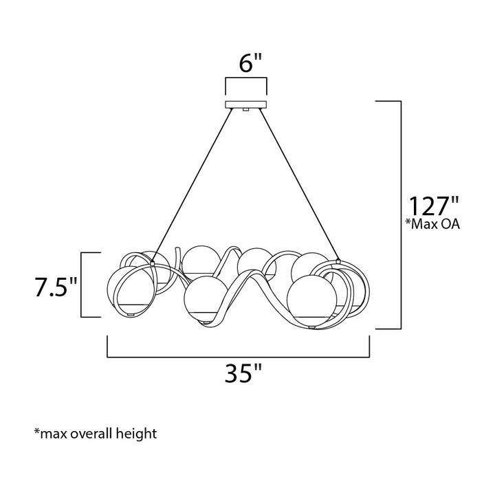 Curlicue 8-Light Pendant by Studio M Lighting – line drawing