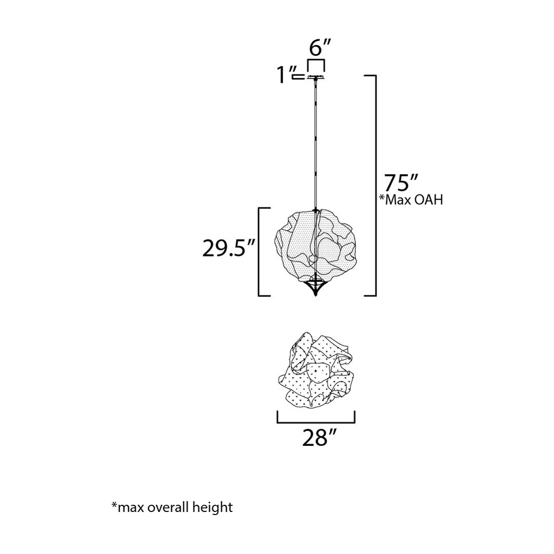 Shroud 28" LED Pendant by Studio M Lighting – line drawing