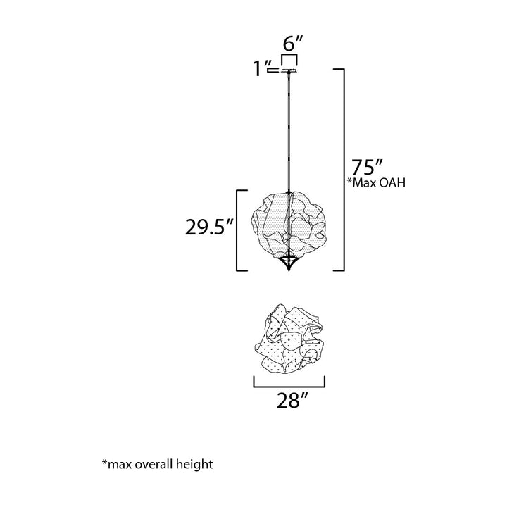 Shroud 28" LED Pendant by Studio M Lighting – line drawing