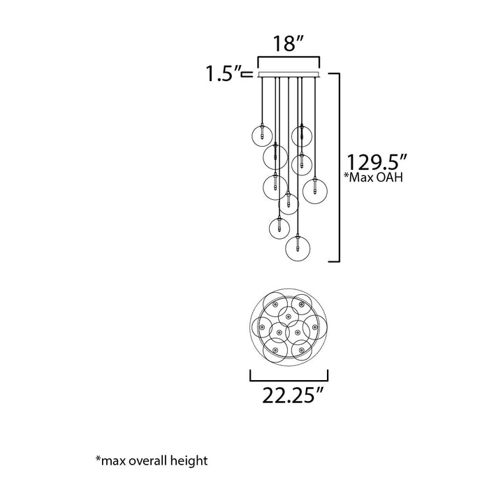 Global 9-Light LED Chandelier by Studio M Lighting – line drawing