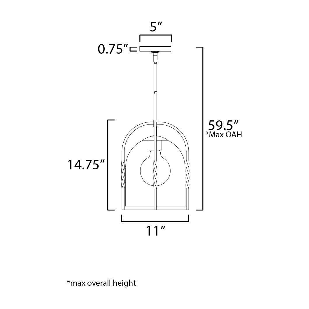 Foundry 1-Light Pendant by Studio M Lighting – line drawing