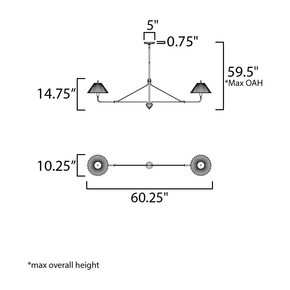 Kismet 2-Light Pendant by Studio M Lighting – line drawing
