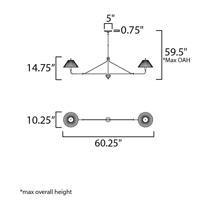 Kismet 2-Light Pendant by Studio M Lighting – line drawing