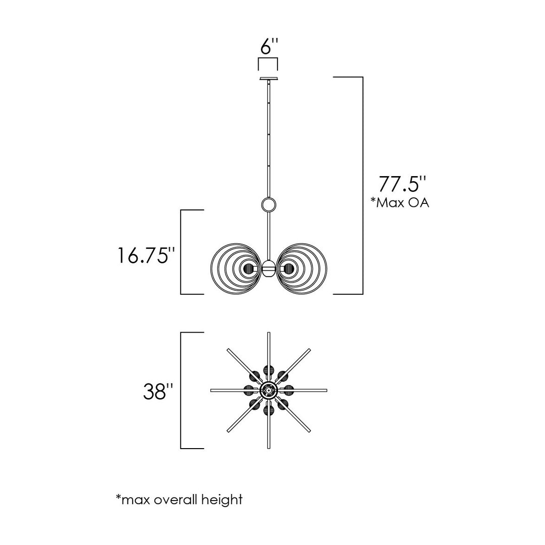 Frequency 8-Light Pendant by Studio M Lighting – line drawing