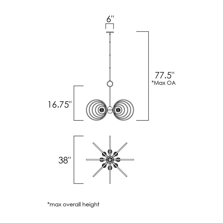 Frequency 8-Light Pendant by Studio M Lighting – line drawing