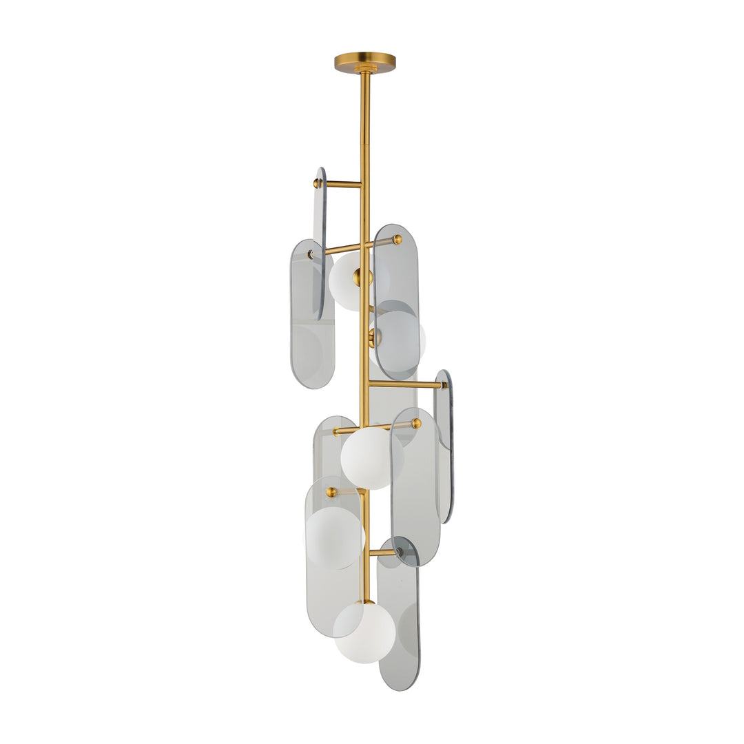 Megalith - Stone Megalith 5-Light Vertical Pendant by Studio M Lighting in Natural Aged Brass