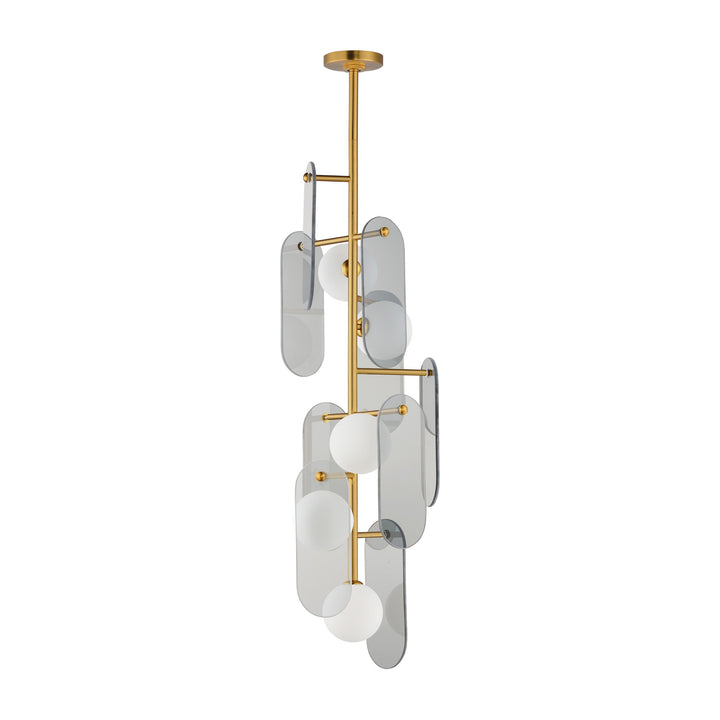 Megalith - Stone Megalith 5-Light Vertical Pendant by Studio M Lighting in Natural Aged Brass