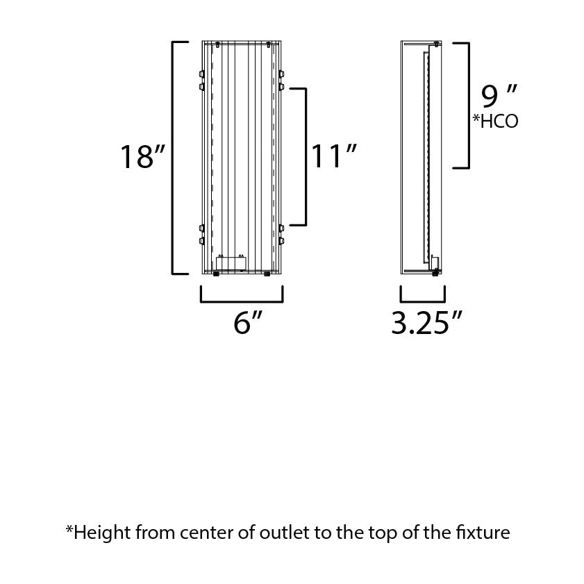 Facets 18" LED Bath Vanity - CCT Select by Studio M Lighting – line drawing