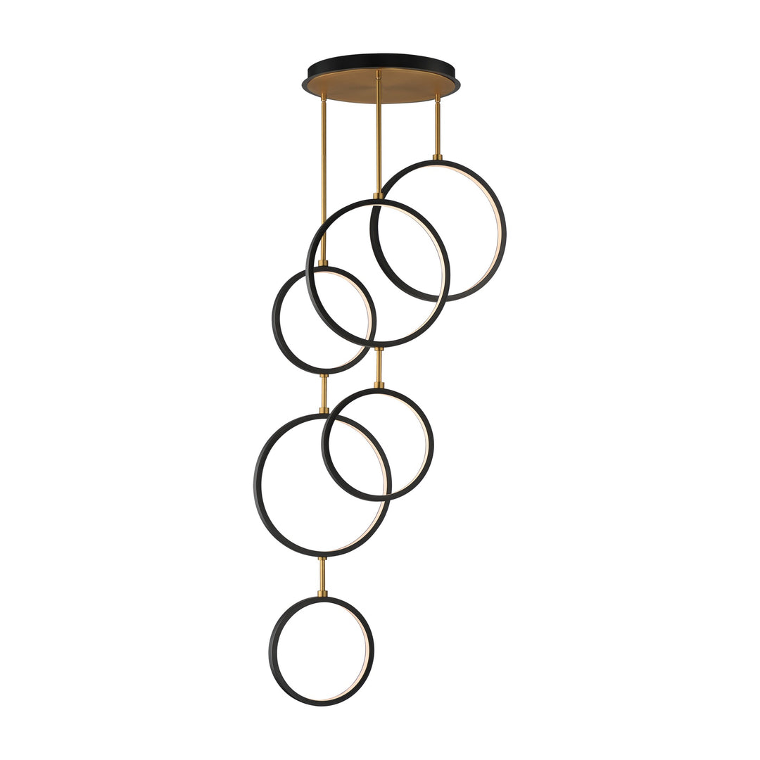Hoopla 6-Light LED Pendant 254325 by Studio M Lighting in Black / Gold