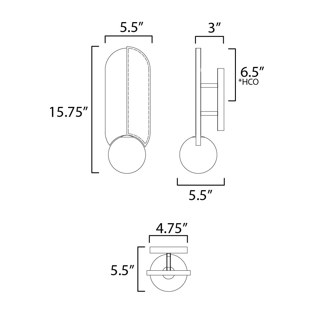 Stitched Down-Light Wall Sconce by Studio M Lighting – line drawing