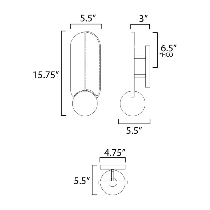 Stitched Down-Light Wall Sconce by Studio M Lighting – line drawing