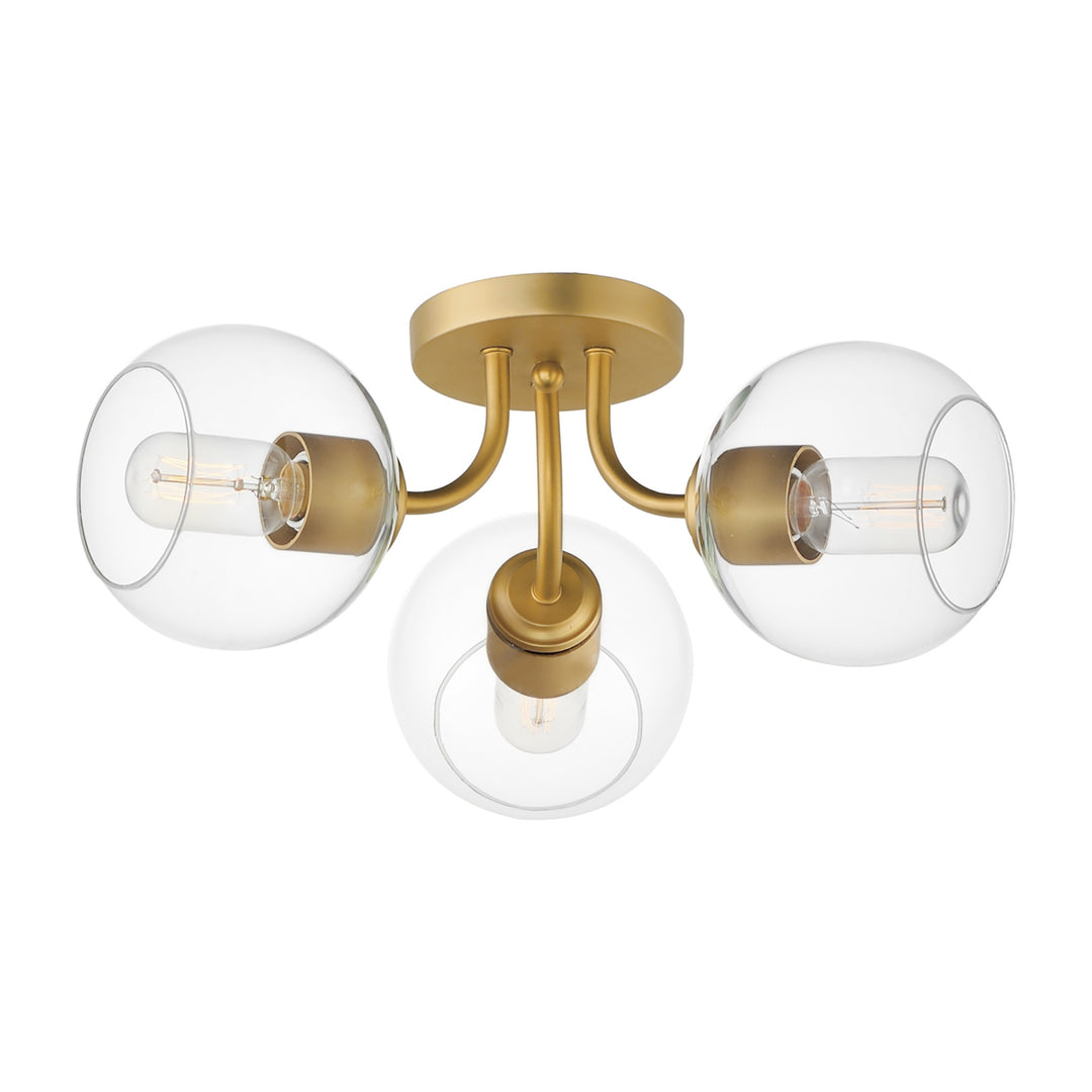 Knox 3-Light Semi-Flush Mount by Studio M Lighting in Natural Aged Brass