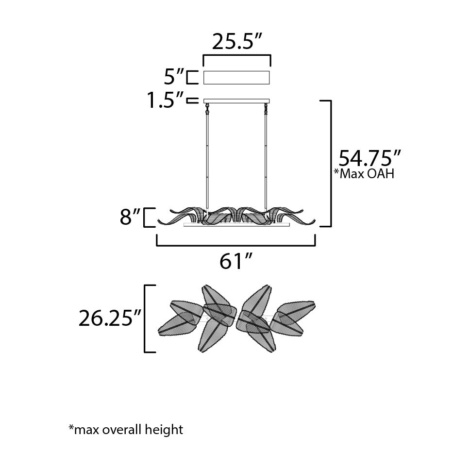 Lillet 10-Light LED Linear Pendant by Studio M Lighting – line drawing