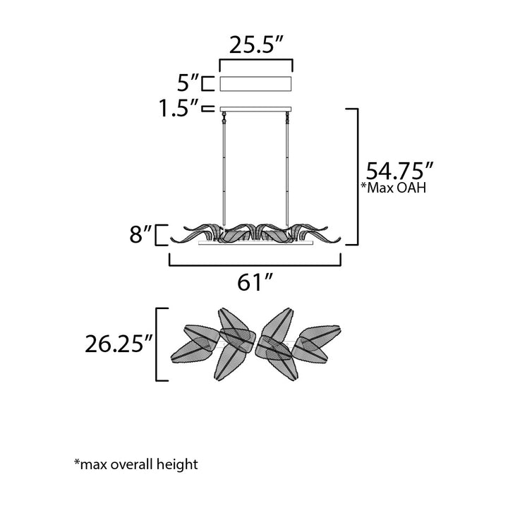 Lillet 10-Light LED Linear Pendant by Studio M Lighting – line drawing