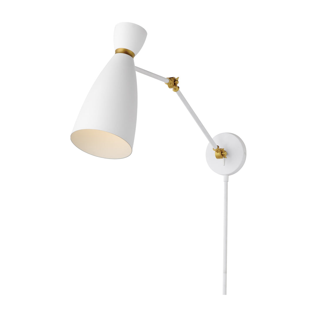 Carillon Articulating Wall Sconce by Studio M Lighting in White/Satin Brass