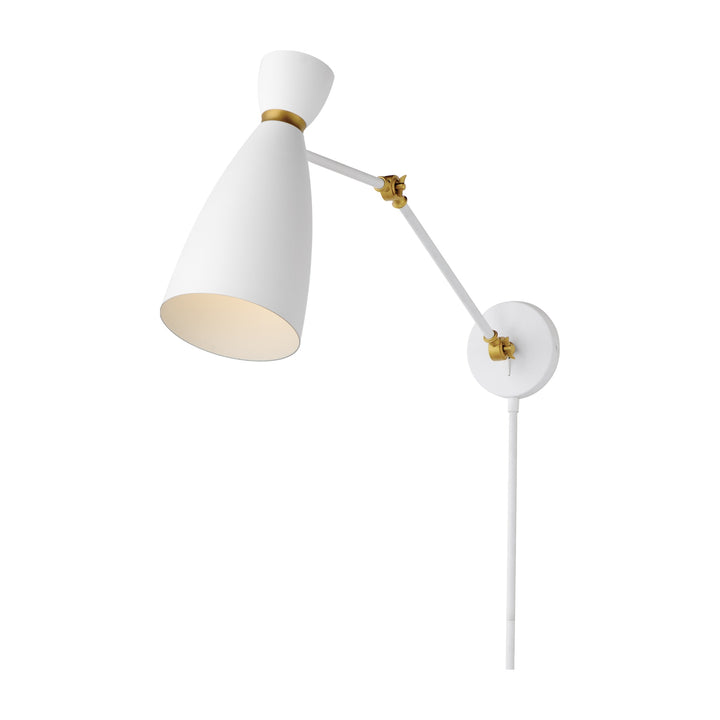 Carillon Articulating Wall Sconce by Studio M Lighting in White/Satin Brass