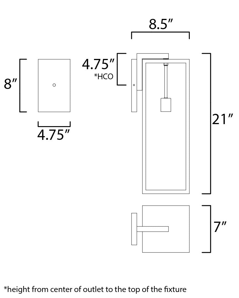 Catalina 1-Light Large Outdoor Wall Sconce by Studio M Lighting – line drawing