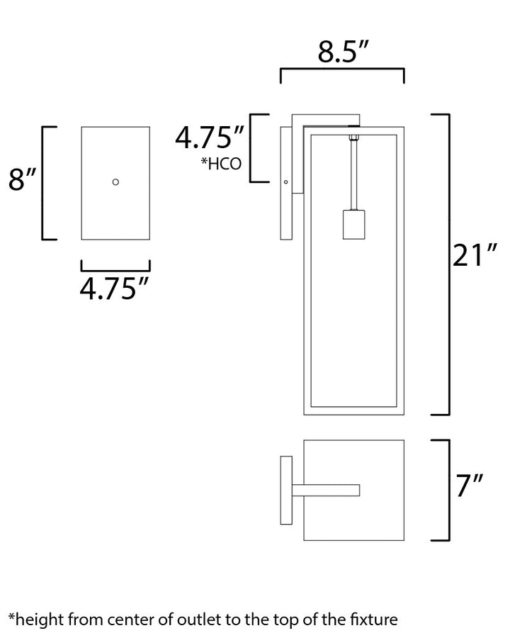 Catalina 1-Light Large Outdoor Wall Sconce by Studio M Lighting – line drawing