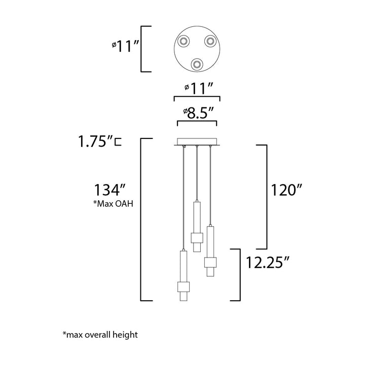 Reveal 3-Light LED Pendant by Studio M Lighting – line drawing