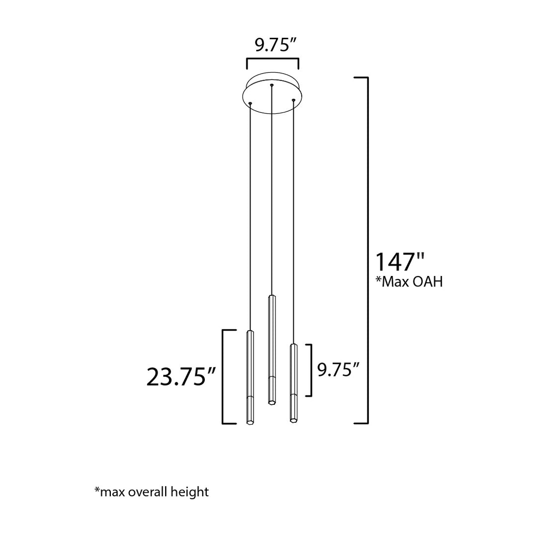 Diaphane LED 3-Light Pendant by Studio M Lighting – line drawing