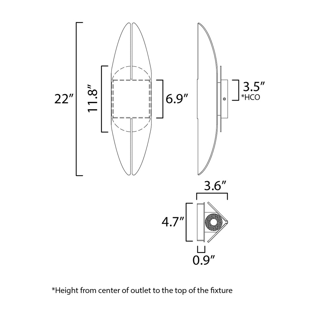 Tectonic 22 Outdoor LED Sconce by Studio M Lighting – line drawing